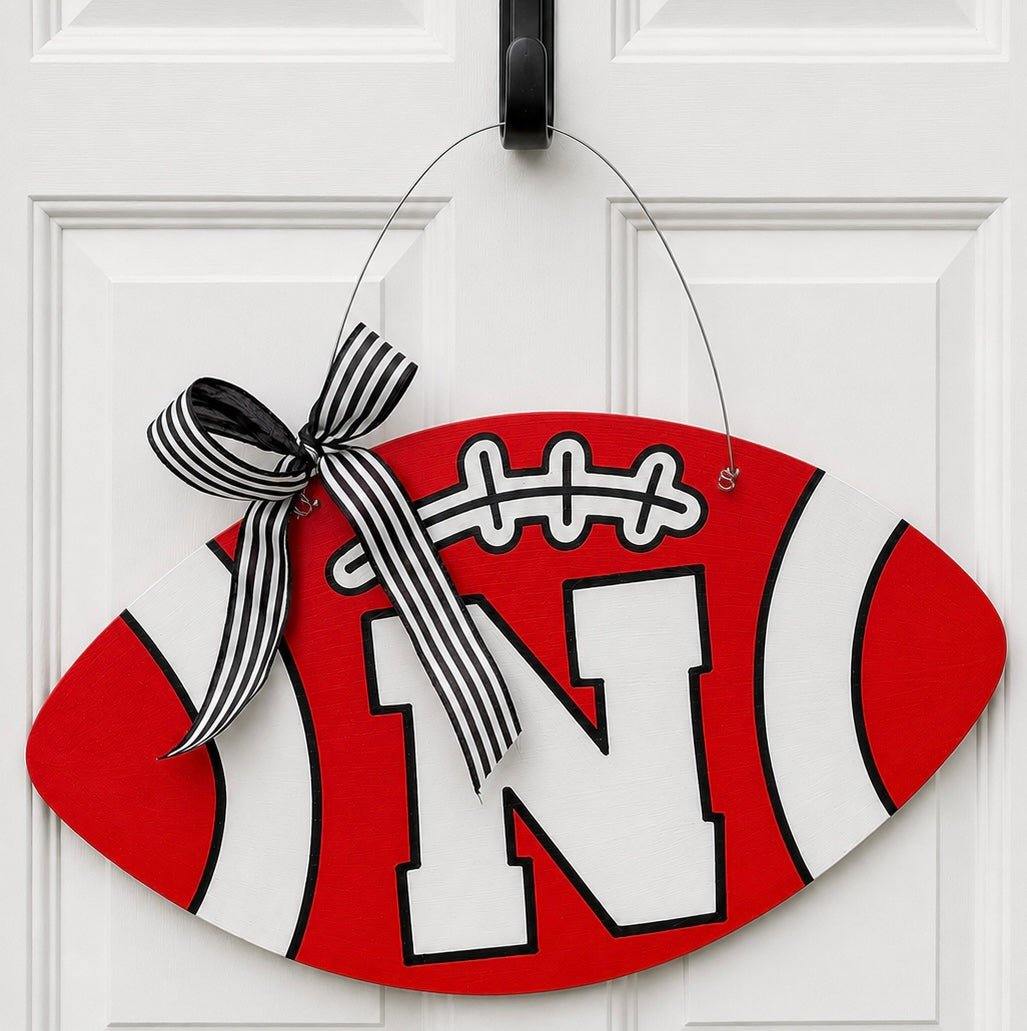 Red Football Nebraska “N" - Miss Molly Designs, LLC