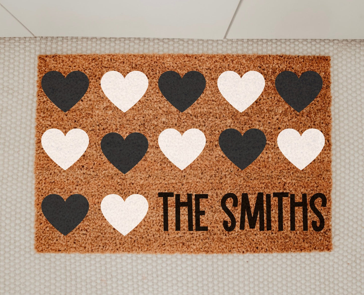 Black and White Hearts Custom Name - Miss Molly Designs, LLC