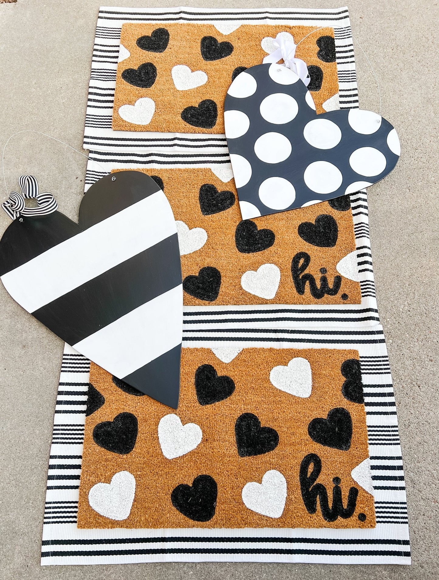 Black White Hearts Hi - Miss Molly Designs, LLC