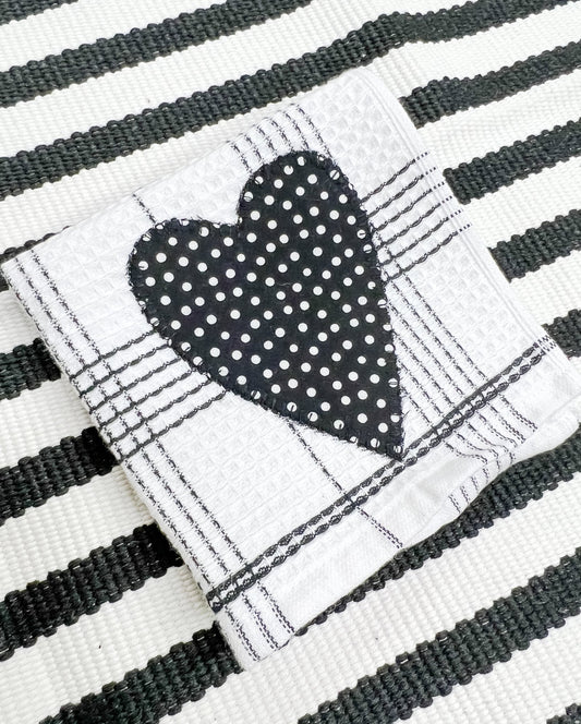Black Heart Bar Mop Towel - Miss Molly Designs, LLC