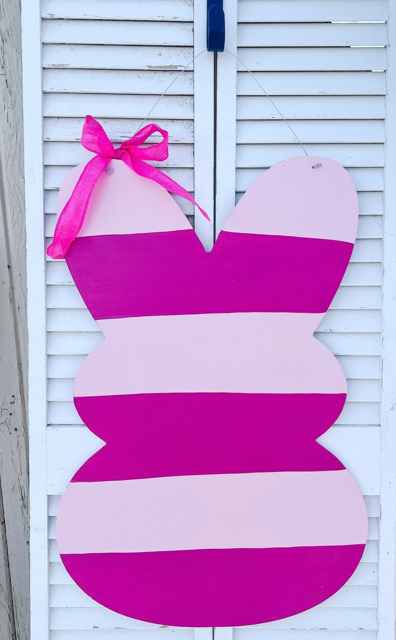 Pink Stripe Rabbit - Miss Molly Designs, LLC