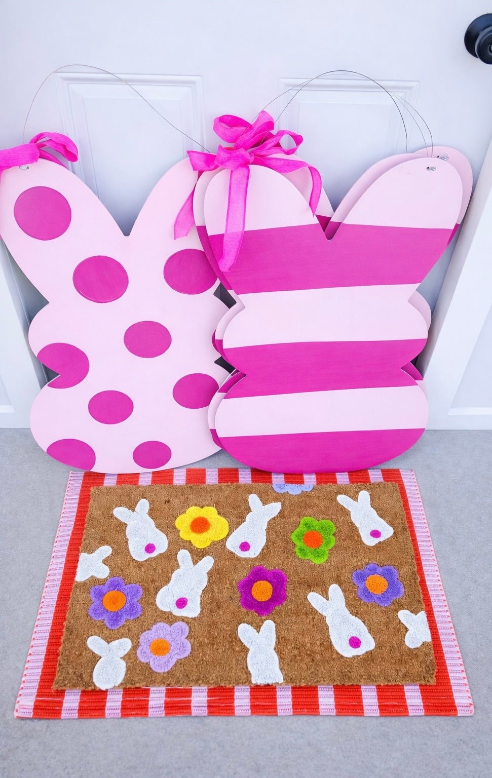 Pink Stripe Rabbit - Miss Molly Designs, LLC