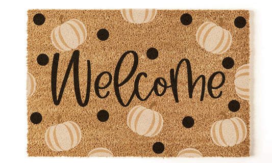Welcome Cream Pumpkins Black Dot - Miss Molly Designs, LLC