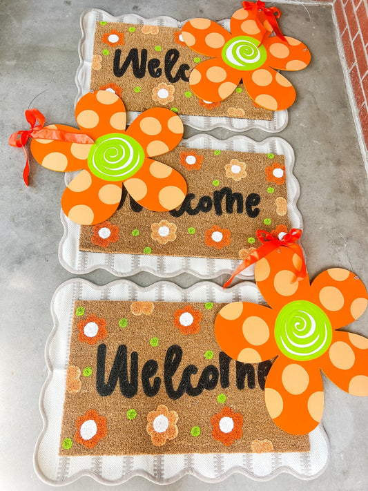 Welcome Orange Green Flower - Miss Molly Designs, LLC