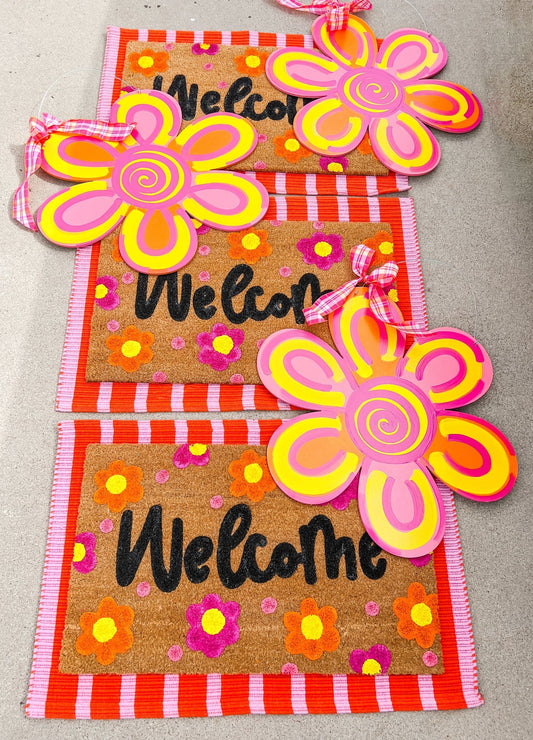 Welcome Orange/Pink Flower - Miss Molly Designs, LLC