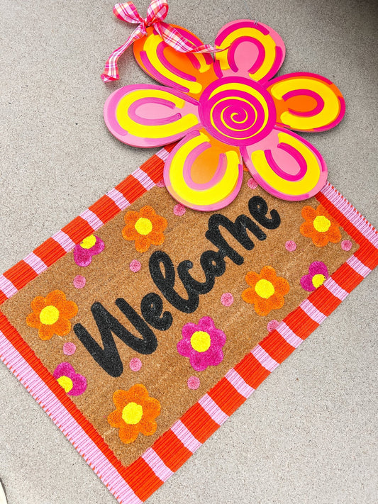 Welcome Orange/Pink Flower - Miss Molly Designs, LLC