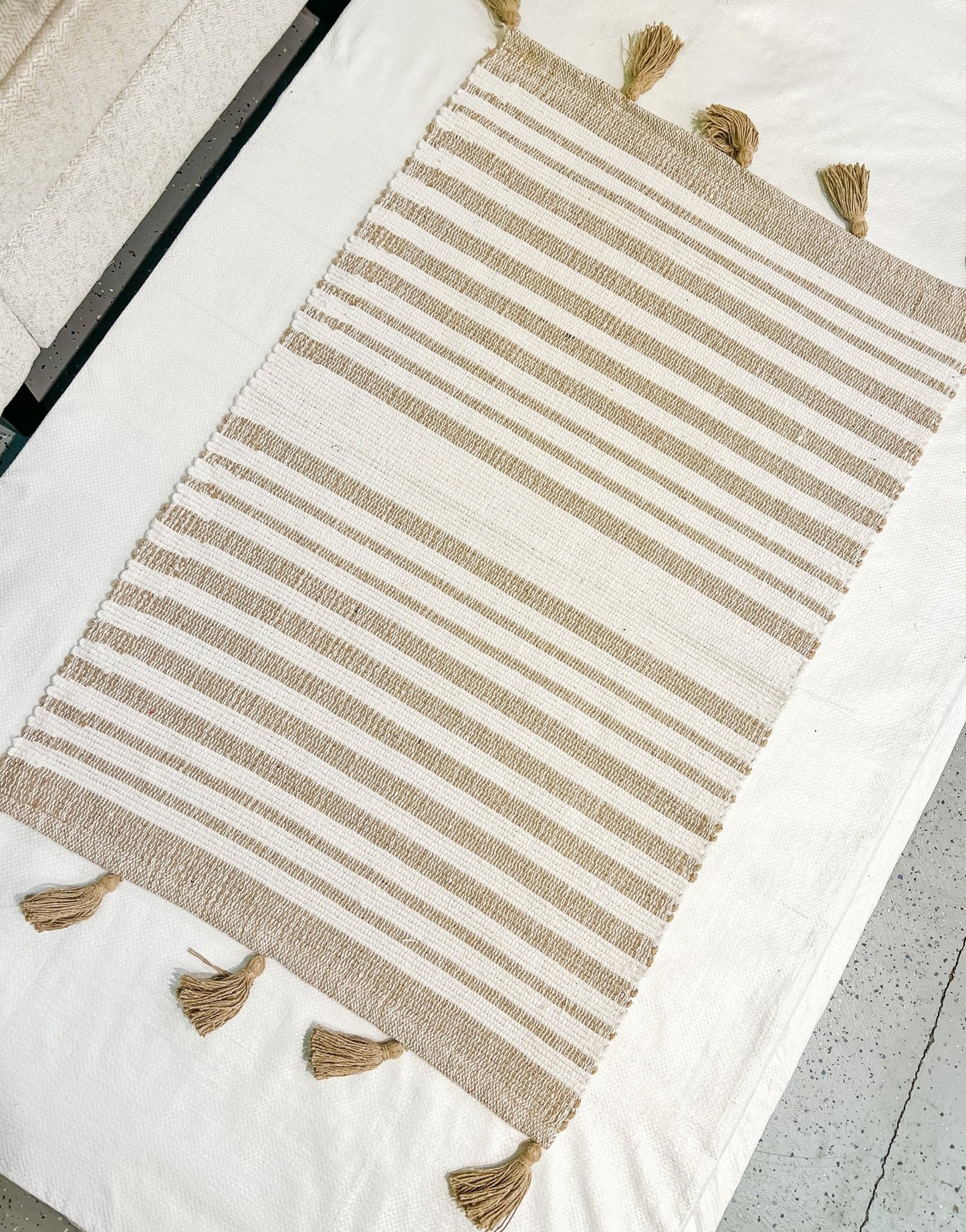 Beige & White Striped Tassel - Miss Molly Designs, LLC