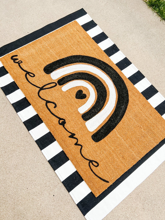 Black and White Stripe Double Door Layering Rug - Miss Molly Designs, LLC