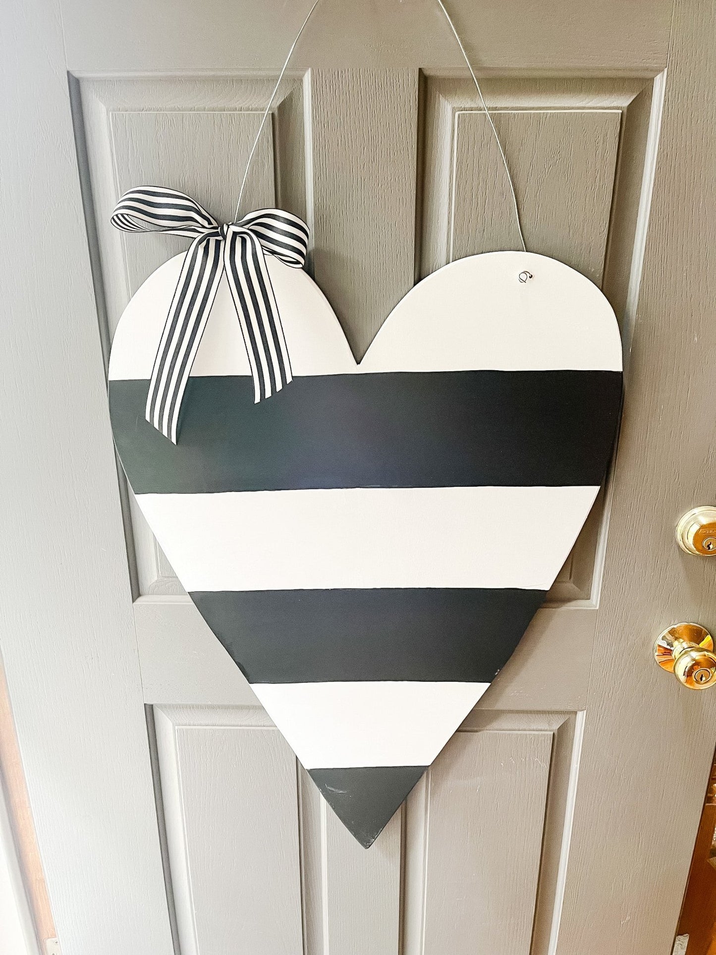 Black and White Stripe Heart - Miss Molly Designs, LLC