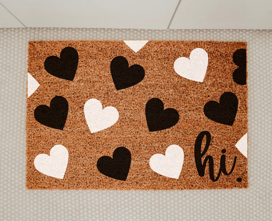 Black White Hearts Hi - Miss Molly Designs, LLC