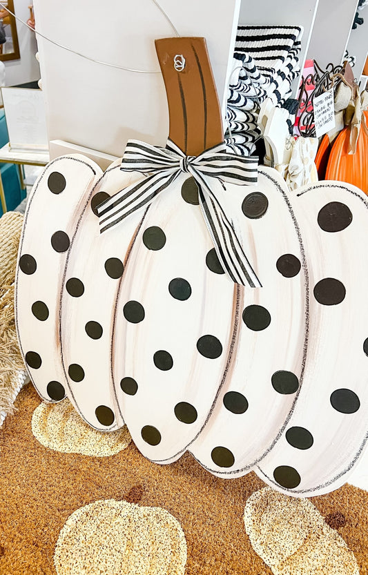 Cream Polka Dot Pumpkin - Miss Molly Designs, LLC