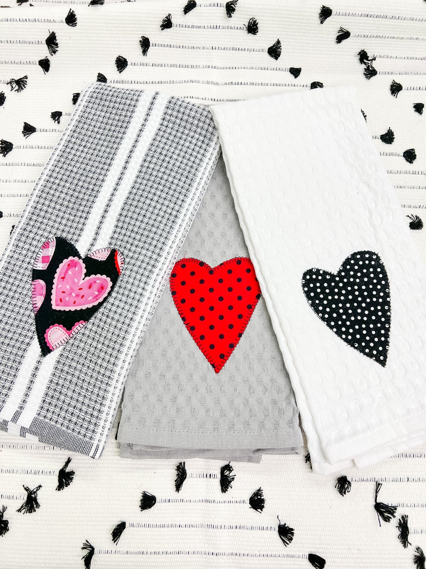 Grey/White/Black Heart Towel - Miss Molly Designs, LLC