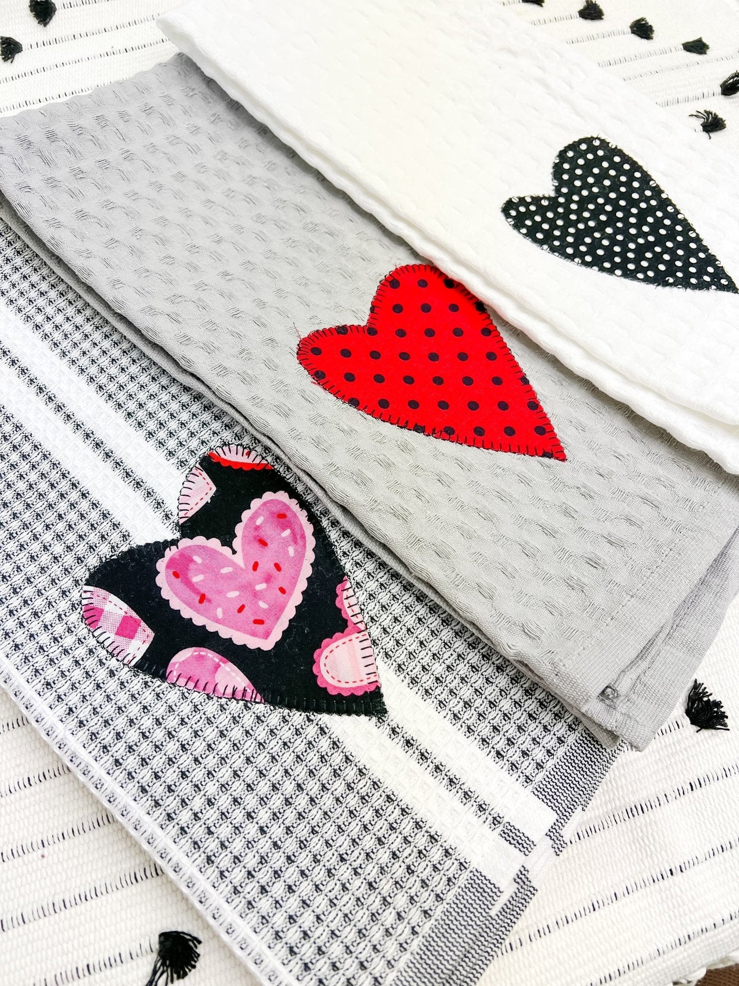Grey/White/Black Heart Towel - Self Checkout at Creative Collab Collection - Miss Molly Designs, LLC