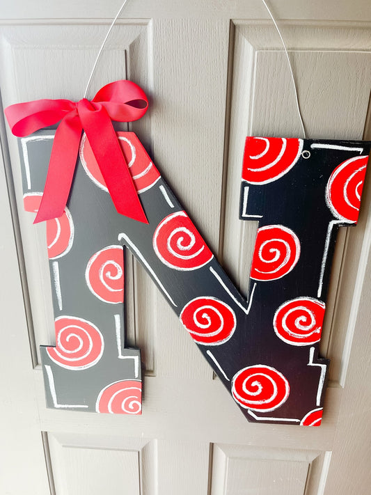 Huskers "N" Black and Red Swirl - Miss Molly Designs, LLC