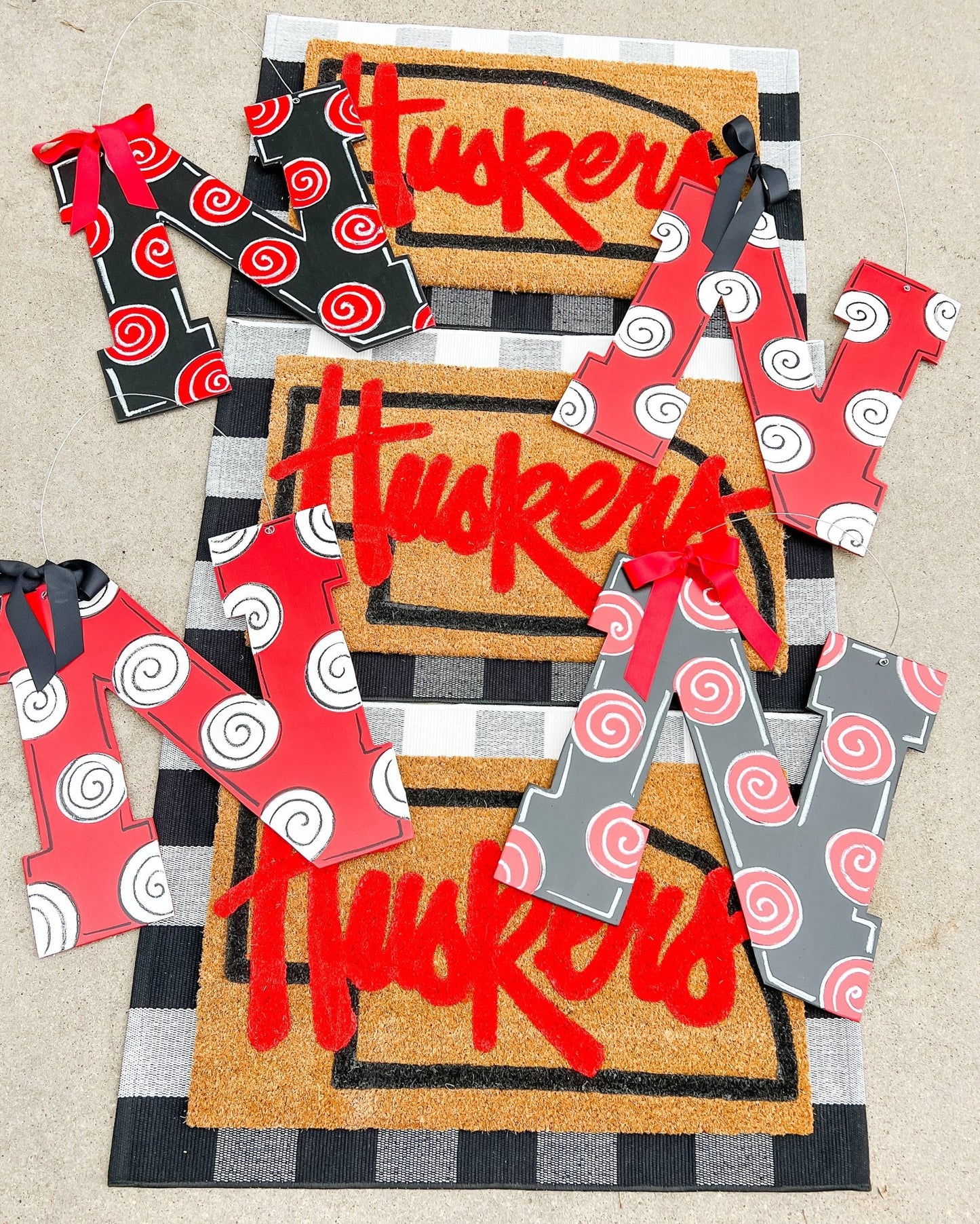 Huskers "N" Black and Red Swirl - Miss Molly Designs, LLC