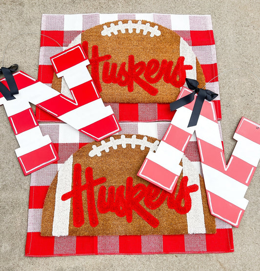Huskers "N" Red and White Stripe - Miss Molly Designs, LLC