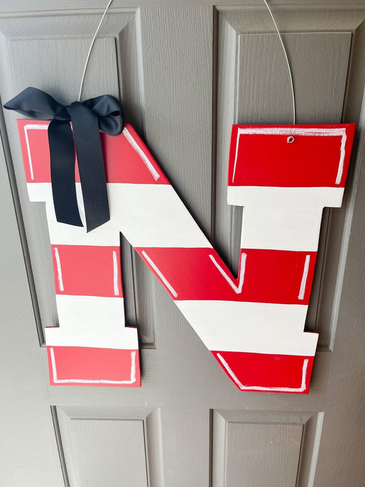 Huskers "N" Red and White Stripe - Self Checkout at Creative Collab Collection - Miss Molly Designs, LLC
