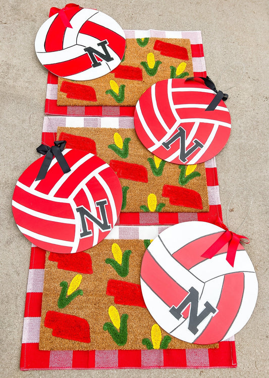 Huskers "N" Volleyball Multi Red/Black/White - Miss Molly Designs, LLC