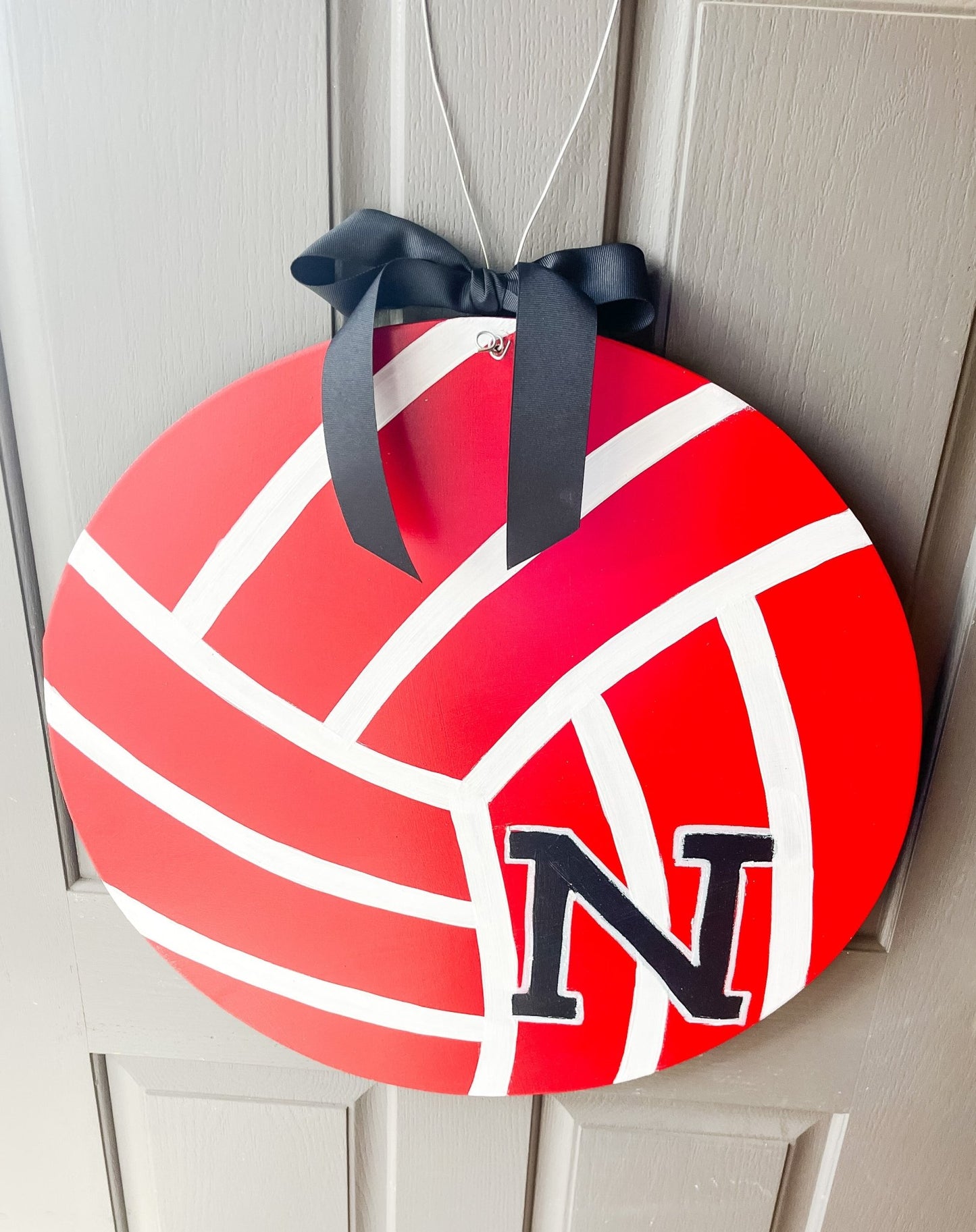 Huskers "N" Volleyball Solid Red/White - Miss Molly Designs, LLC