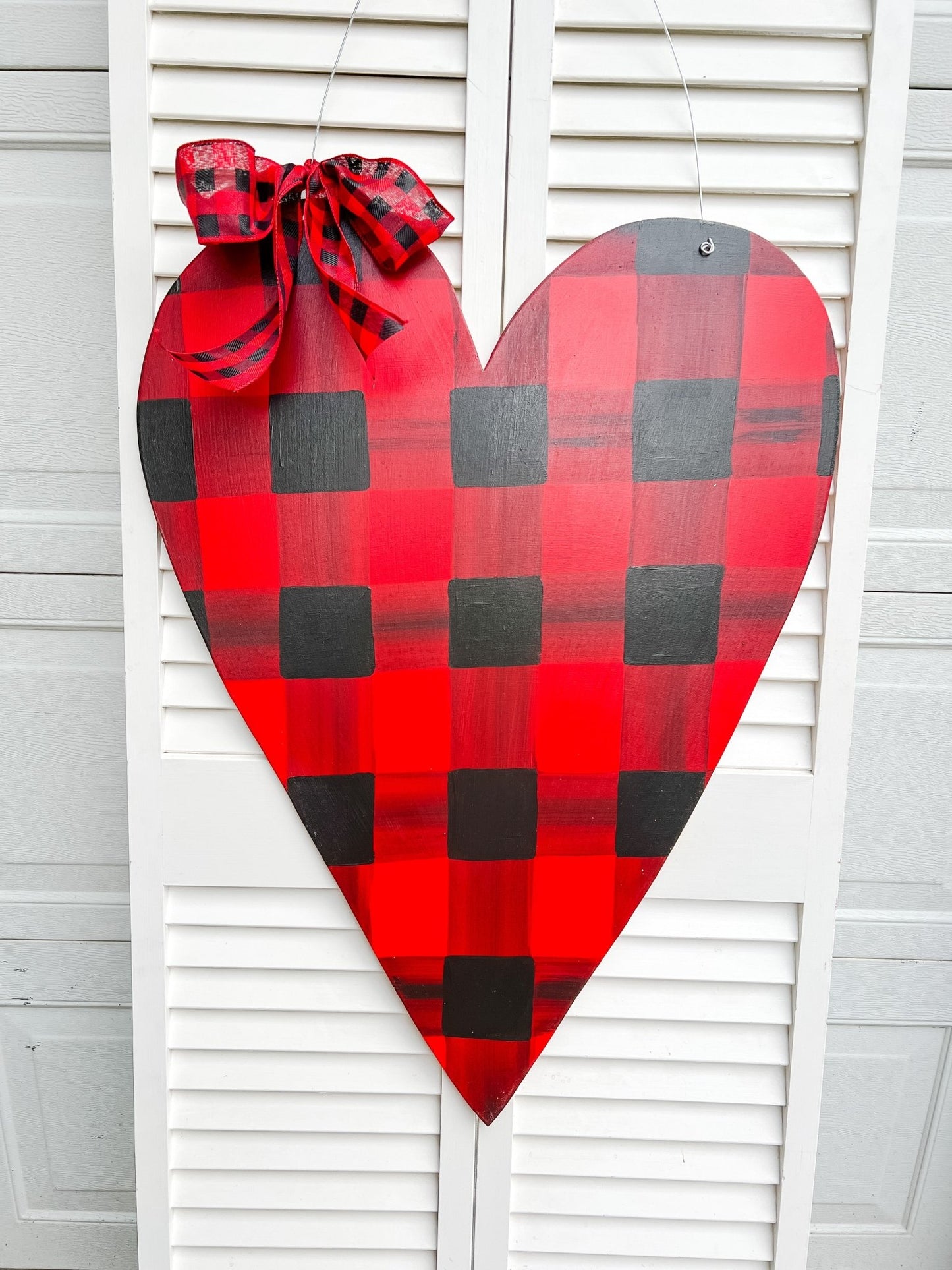 Red and Black Buffalo Check Heart - Miss Molly Designs, LLC