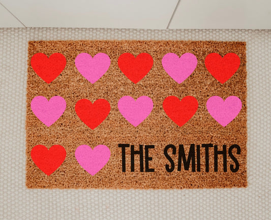 Red and Pink Hearts Custom Name - Miss Molly Designs, LLC