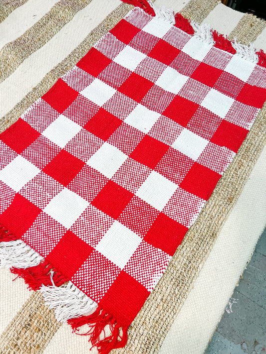 Red and White Buffalo Check Tassel - Miss Molly Designs, LLC