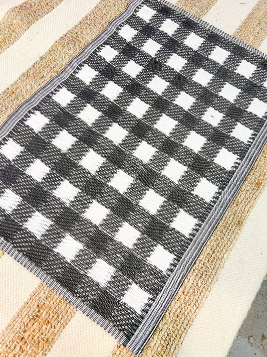Woven Plastic Reversible Black and White Check - Miss Molly Designs, LLC