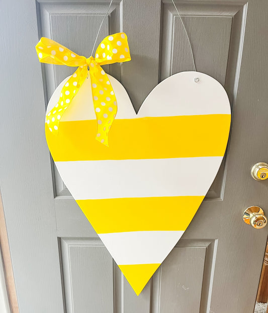 Yellow/White Stripe Heart - Miss Molly Designs, LLC